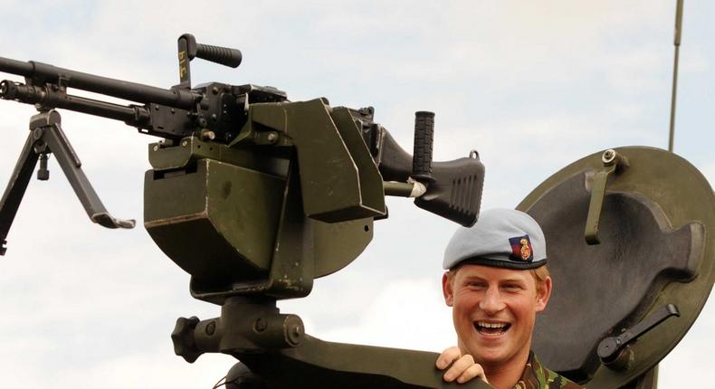 Prince Harry in a British Army vehicle