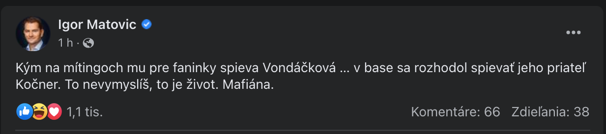 Igor Matovič sa na sociálnej sieti obul do mítingov Smeru k MDŽ. 