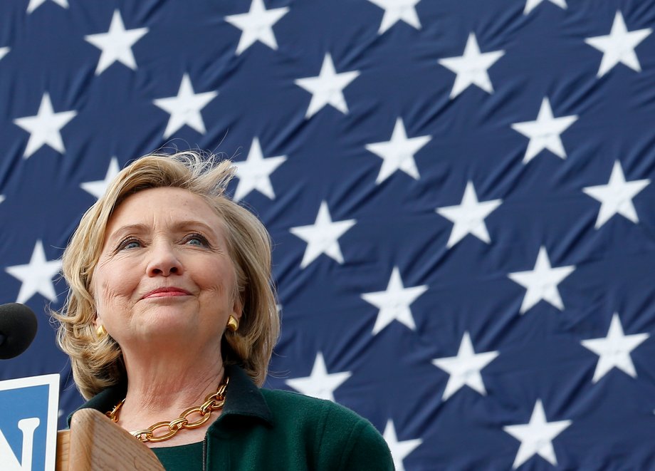 Former U.S. Secretary of State Hillary Clinton gives a speech at the 37th Harkin Steak Fry in Indianola, Iowa September 14, 2014.