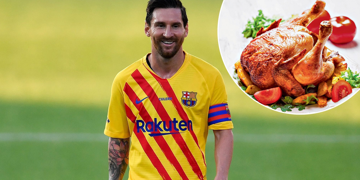 Leo Messi poleca pieczonego kurczaka z warzywami korzennymi.