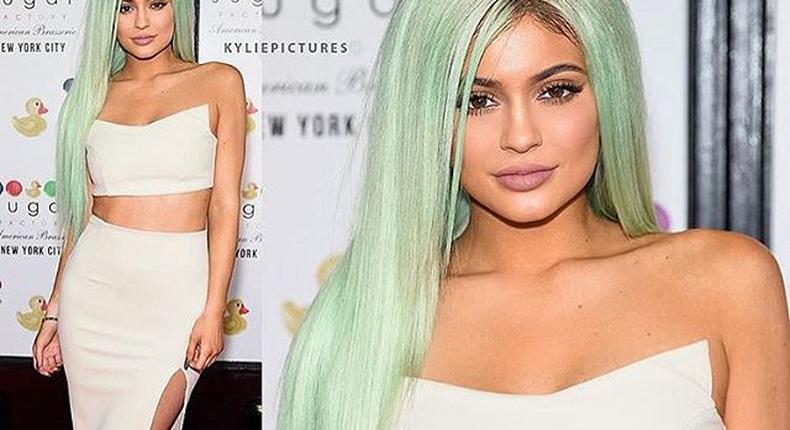 Reality star, Kylie Jenner, debuts new look, rocking mint green weave