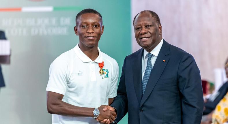 Max Gradel et le Président Alassane Ouattara