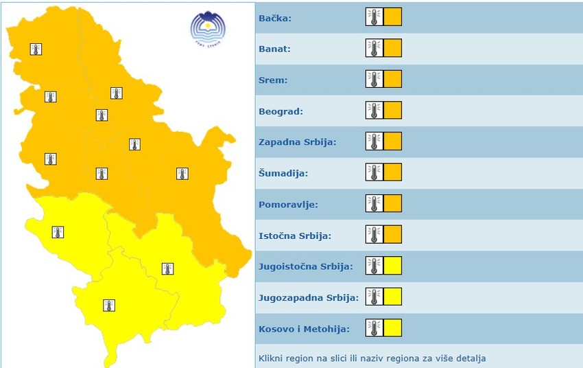 Meteoalarm za petak