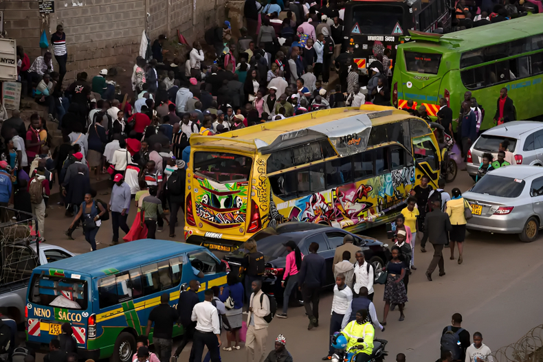 Matatus in a stage