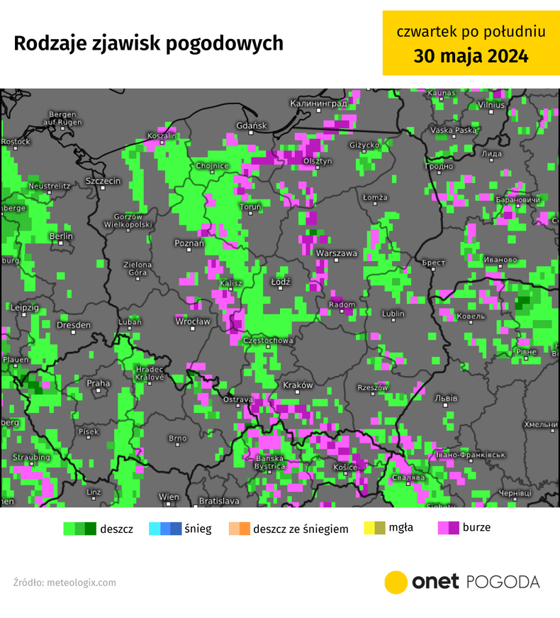 W drugiej połowie tygodnia silne burze obejmą cały kraj