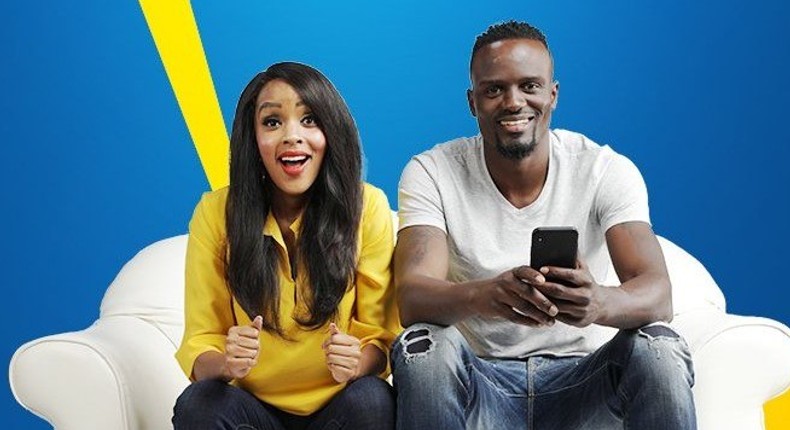 Joey Muthengi and McDonald Mariga on a Betin poster