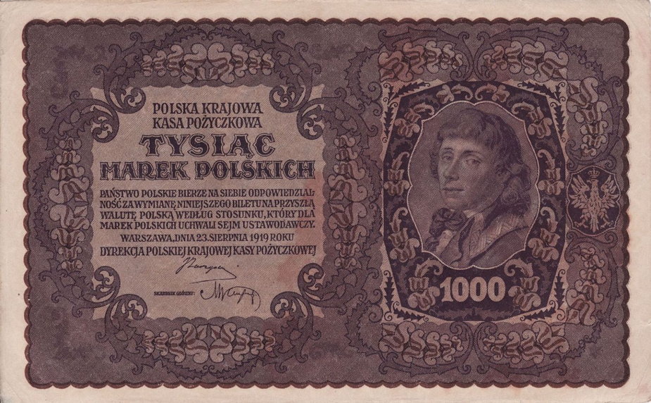 Banknot 1000 mkp Polskiej Krajowej Kasy Pożyczkowej. Emisja z dnia 23 sierpnia 1919 r.