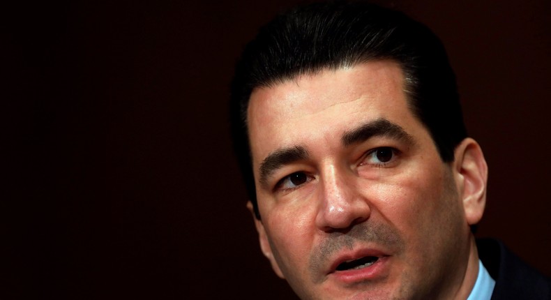 Dr. Scott Gottlieb testifies before a Senate Health Education Labor and Pension Committee confirmation hearing on his nomination to be commissioner of the Food and Drug Administration on Capitol Hill in Washington, D.C., U.S. April 5, 2017.