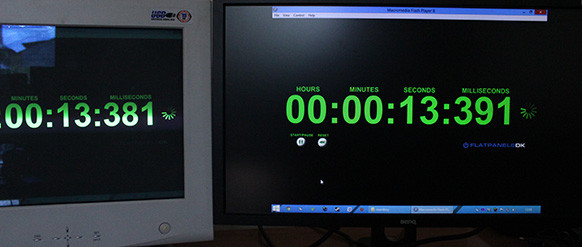 Po lewej – CRT (Phillips 915W), po prawej – LCD (Benq XL2720Z)