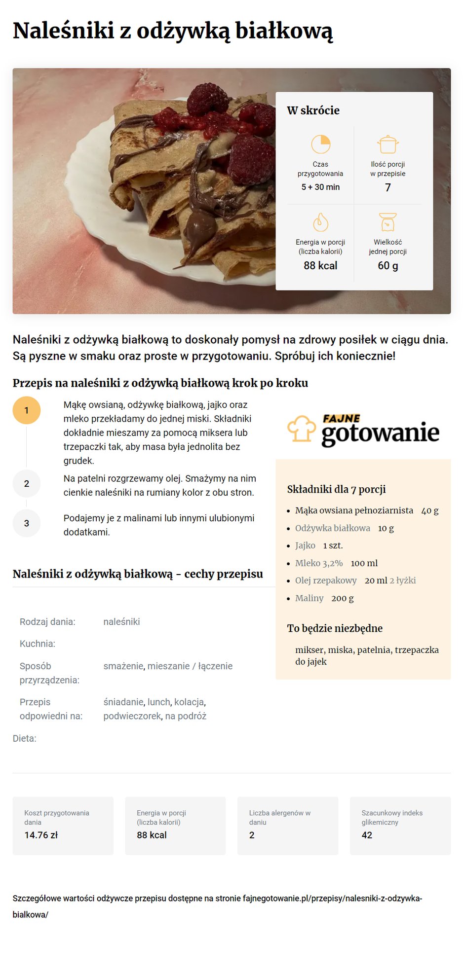 Naleśniki z odżywką białkową