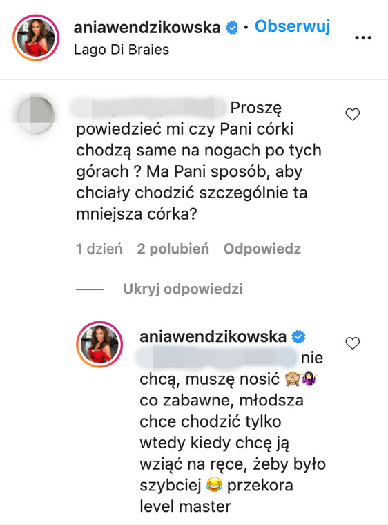 Anna Wendzikowska odpowiada internautce