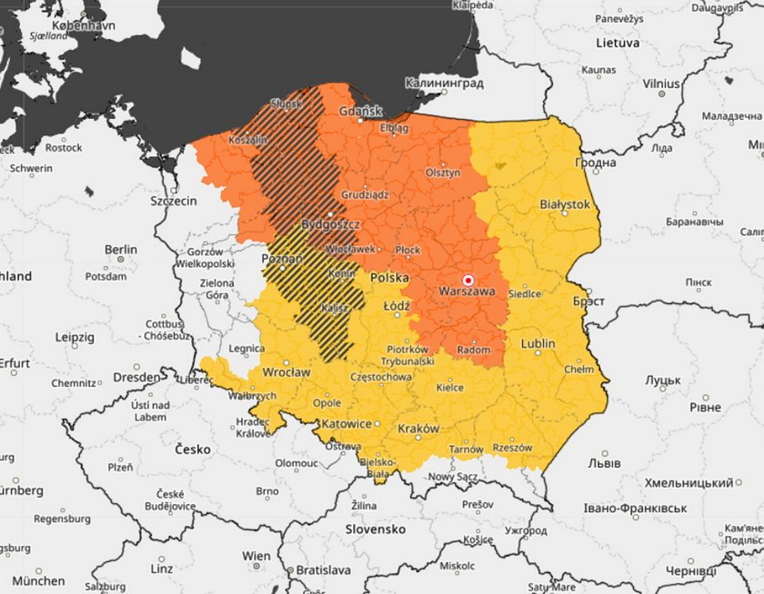 IMGW wydał alerty I i II stopnia dla większości kraju.