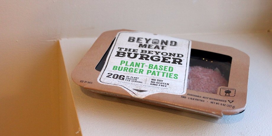 A package of Beyond Meat burgers.