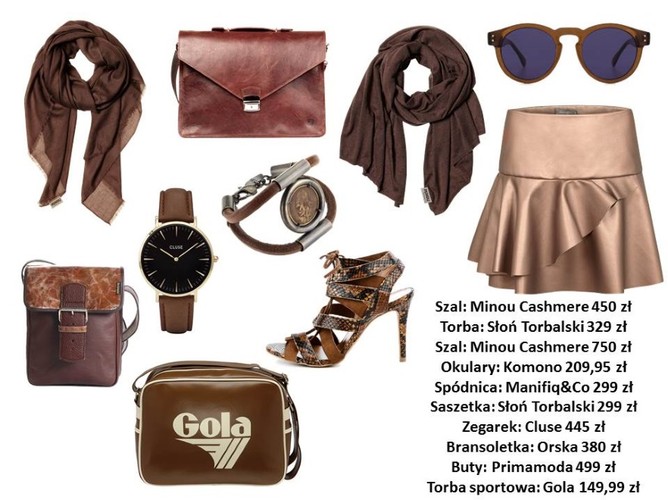 Ubrania i dodatki w różnych odcieniach koloru nude