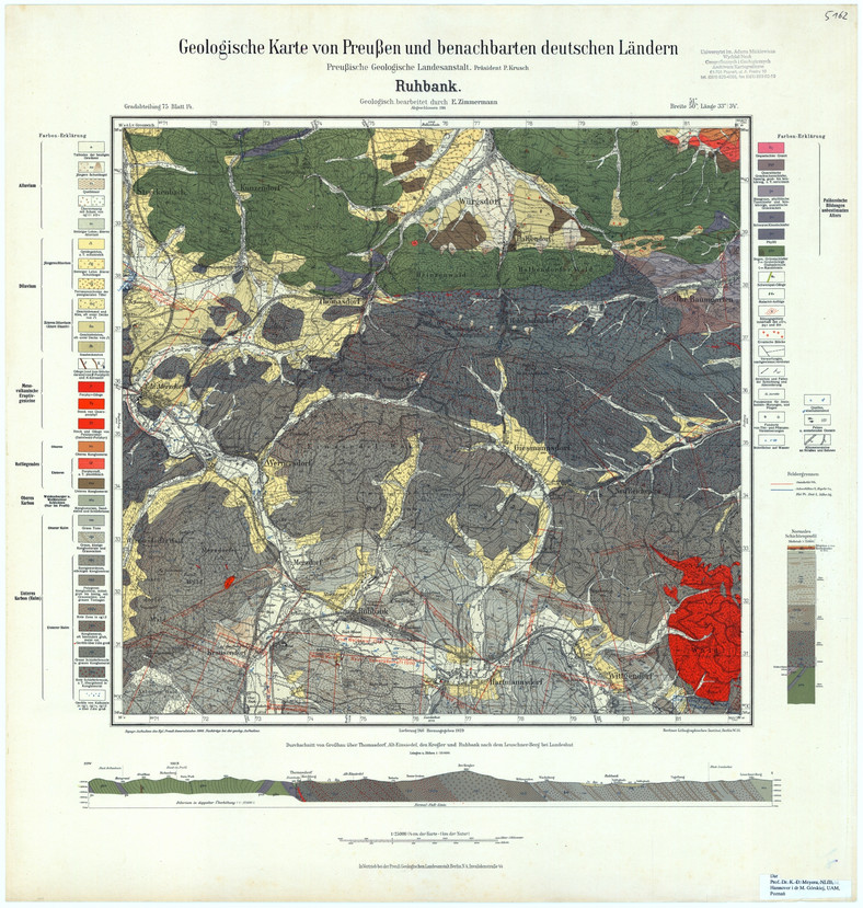 Niemiecka mapa geologiczna - edycja z 1914 r. - wznowienie z 1929 r.