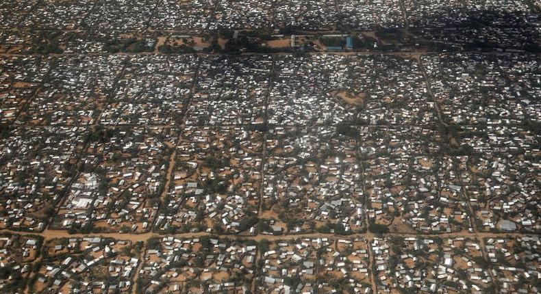 An aerial picture shows a section of the Hagadera camp in Dadaab near the Kenya-Somalia border, May 8, 2015. 