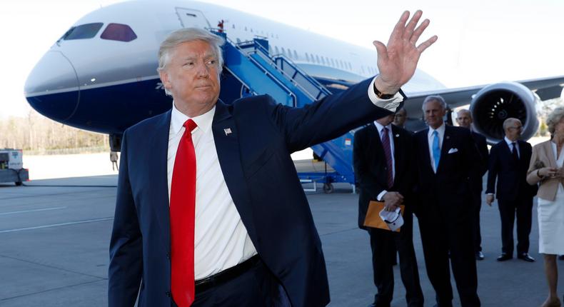 President Donald Trump at Boeing's North Charleston, South Carolina, plant.