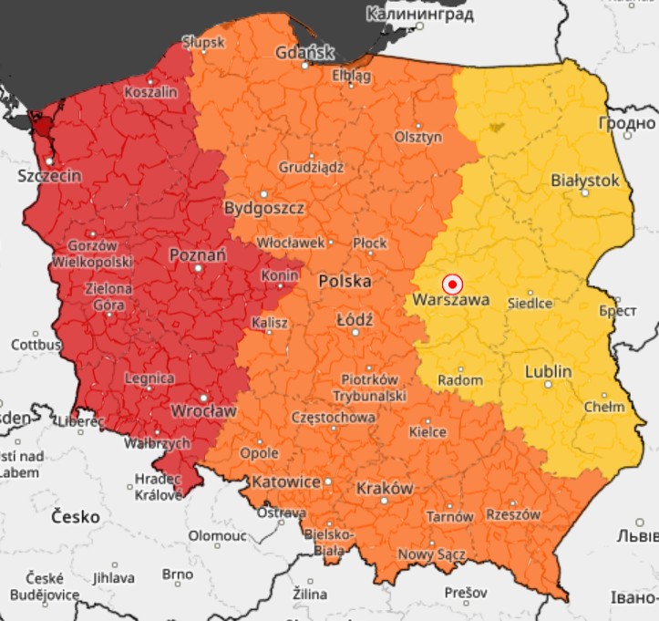 Ostrzeżenia przed silnym wiatrem w czwartek