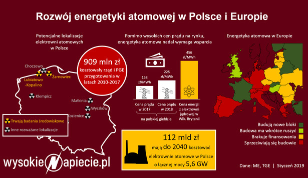 Atom w Polskce i Europie - koszty, cena, 2019 r.