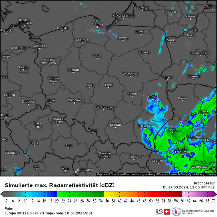 Niezbyt silne opady pojawią się głównie we wschodniej Polsce