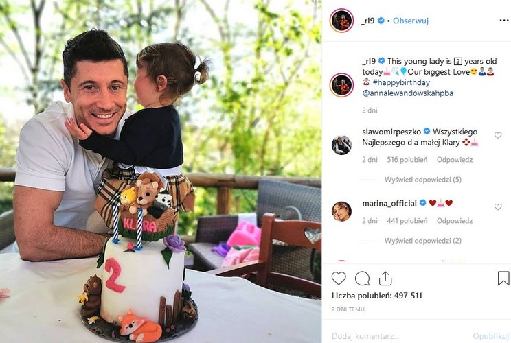 Robert Lewandowski z córką Klarą