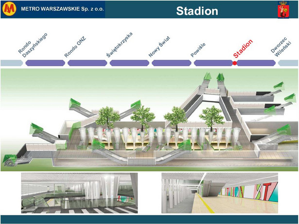 Metro warszawskie - przekrój stacji Stadion