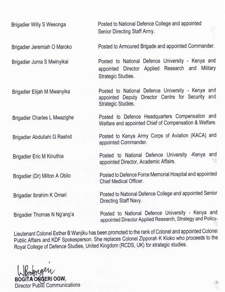 All military changes