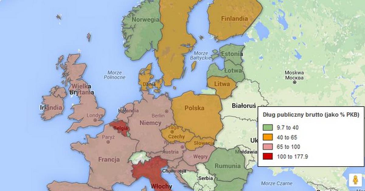 Najbardziej i najmniej zadłużone państwa Europy. Zobacz