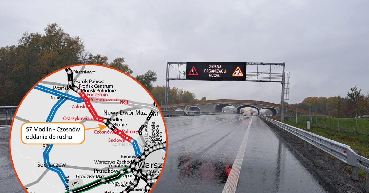 Świetna wiadomość dla kierowców. Jeden z odcinków S7 na północ od stolicy oddany do ruchu [MAPA]