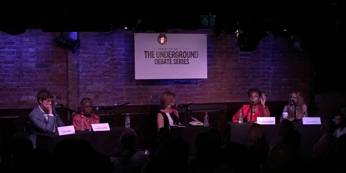 Ann Coulter debates Sally Kohn at New York City's Comedy Cellar.