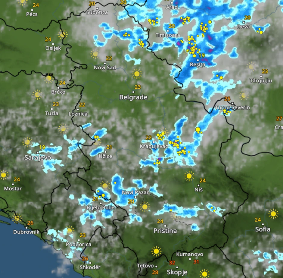 Kretanje nevremena u 18 sati