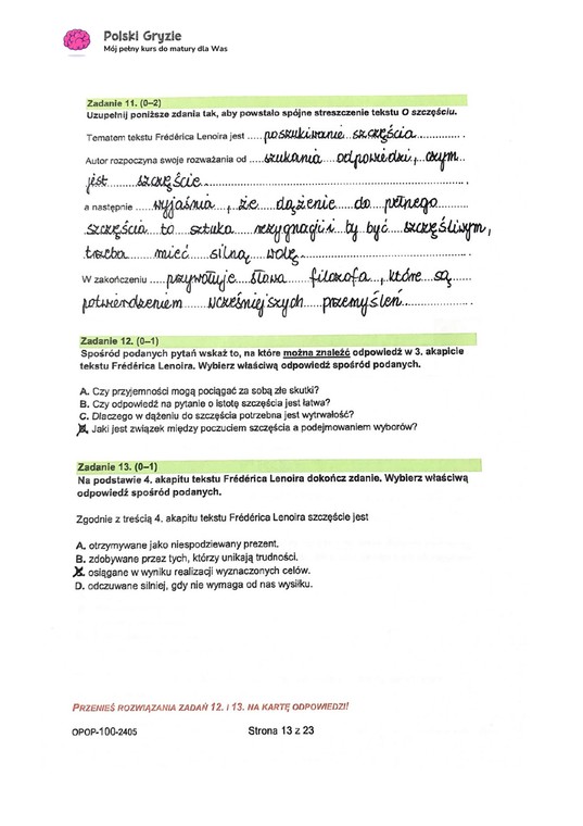 Egzamin ósmoklasisty 2024. Język polski [ARKUSZE CKE i ODPOWIEDZI]. Zadania 11, 12 i 13