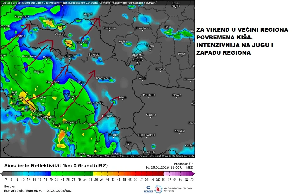Za vikend će povremeno padati kiša