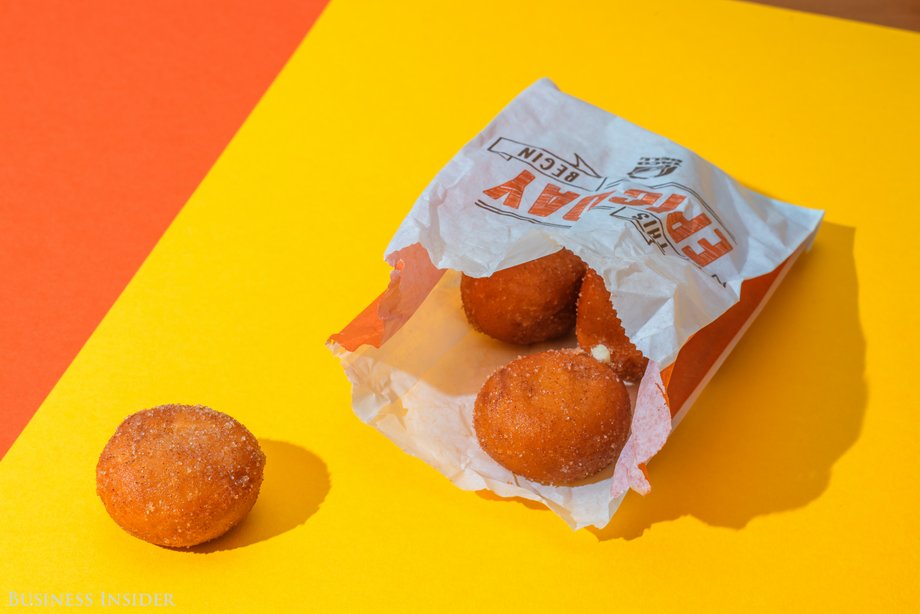 What's a breakfast menu without something out of a dentist's worst nightmare? The "Cinnabon Delights" come in three sizes: a two pack for $1, a four pack for $1.79, and if you really love cavities, a 12 pack for $4.89.