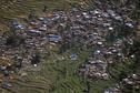 An aerial view of houses damaged by last week's earthquake is seen near Sirdibas