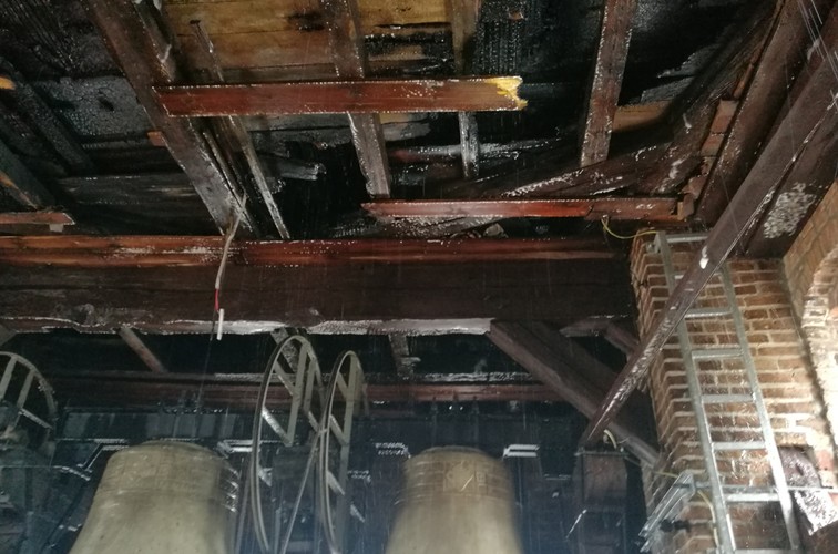 Zdjęcie z wnętrza Kościoła Katedralnego w Gorzowie Wielkopolskim, po pożarze