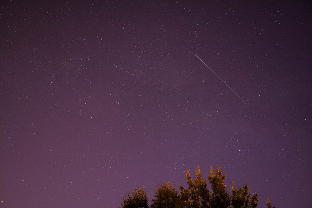 Bolid z roju Perseidów widoczny na niebie