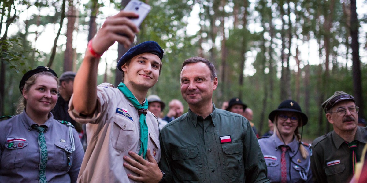 Andrzej Duda na obozie harcerskim