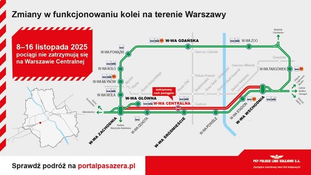 zamknięty Dworzec Centralny od 8 do 16 listopada