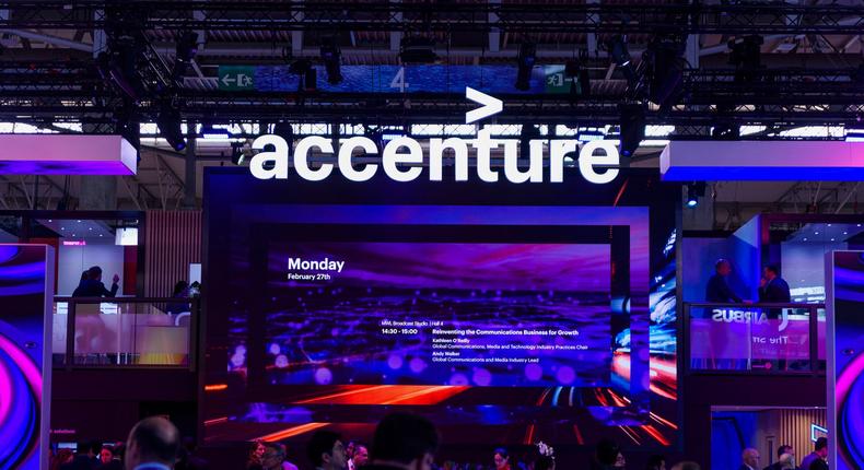 Accenture cut its revenue forecast for 2024 as demand for consulting services slows. Davide Bonaldo/SOPA Images/LightRocket via Getty Images