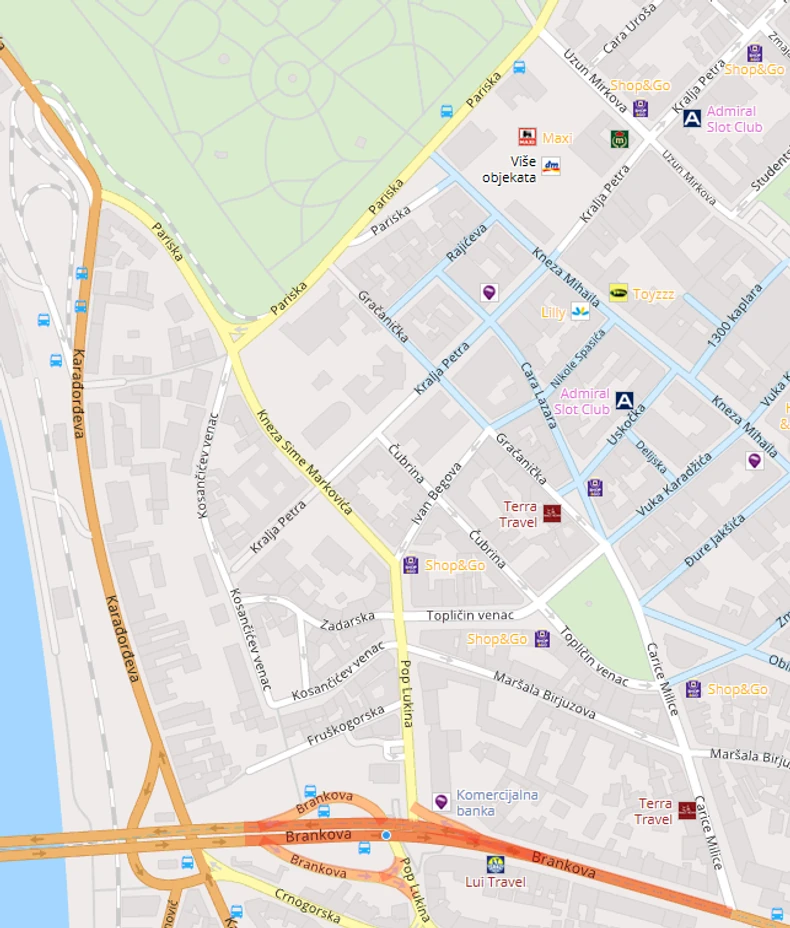 Mapa ljubičaste zone