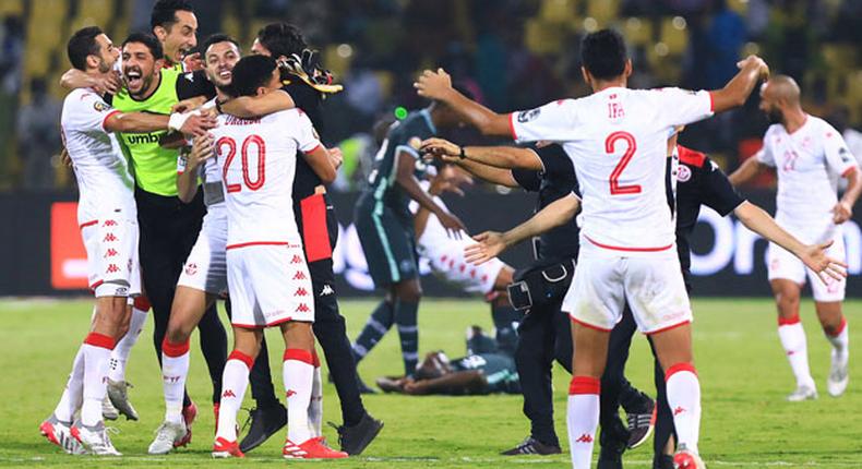 Tunisia Players Celebrating the win over Nigeria