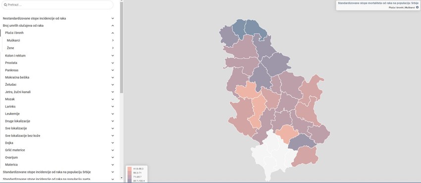 Mapa malignih oboljenja u Srbiji