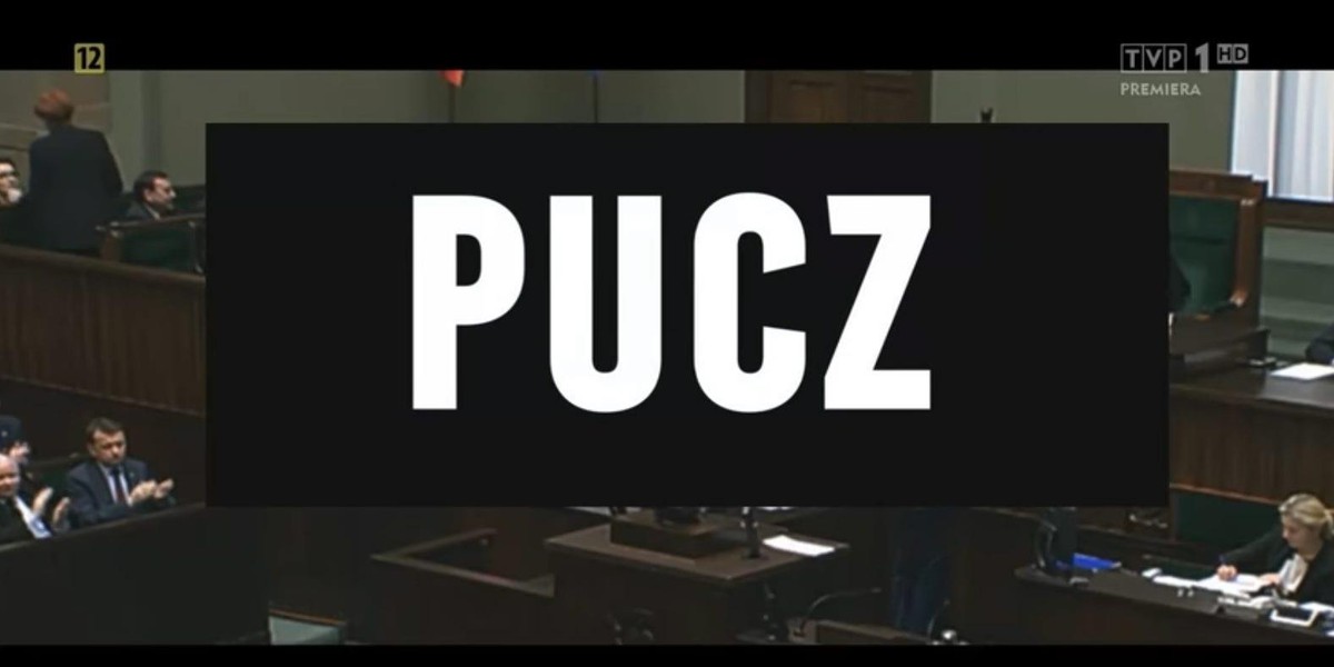 Kadr z filmu "Pucz" przygotowanego przez TVP