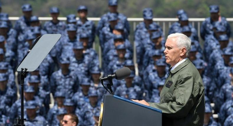 US Vice President Mike Pence ramped up the rhetoric as he stood on the deck of the USS Ronald Reagan, pledging an overwhelming response to any North Korean attack