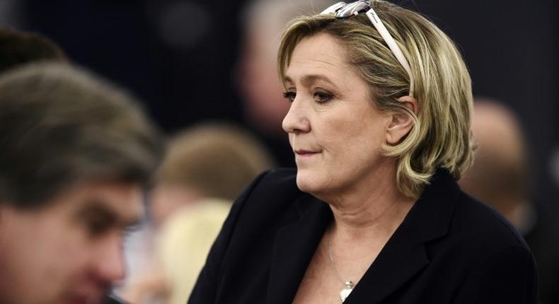 Marine Le Pen, president of the Front National and candidate for the 2017 French presidential election, takes part in a session of the European Parliament in Strasbourg, France on January 17, 2016