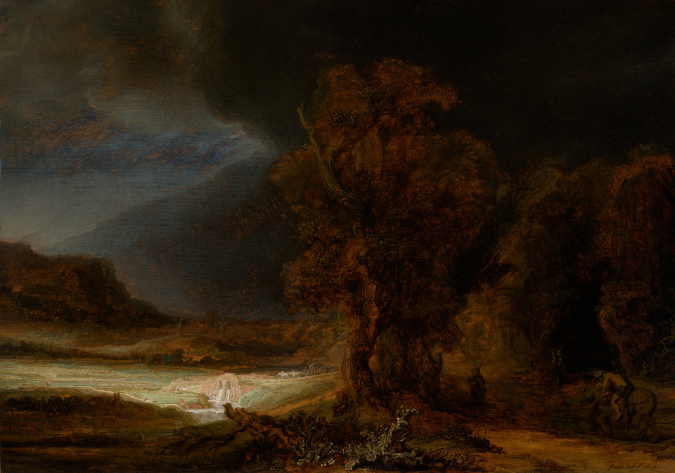 Rembrandt Harmensz van Rijn, Krajobraz z miłosiernym Samarytaninem, zbiory Muzeum Książąt Czartoryskich w Krakowie