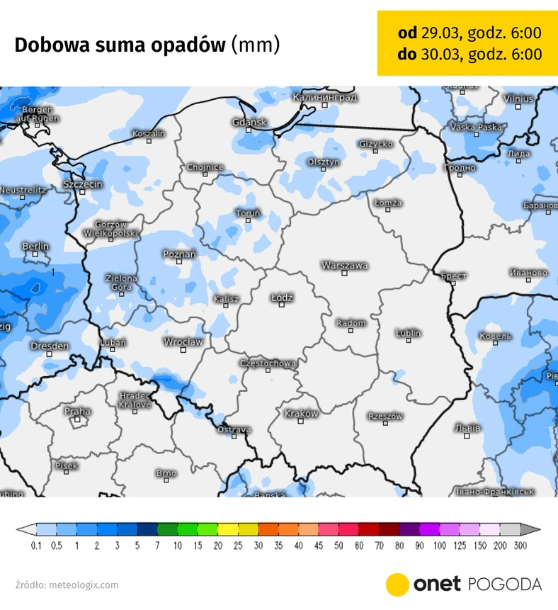 Opady, jeśli wystąpią najbliższej doby, będą wyłącznie lokalne i słabe