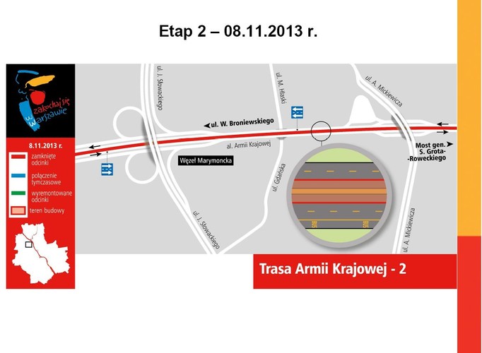 Trasa Armi Krajowej w Warszawie do remontu