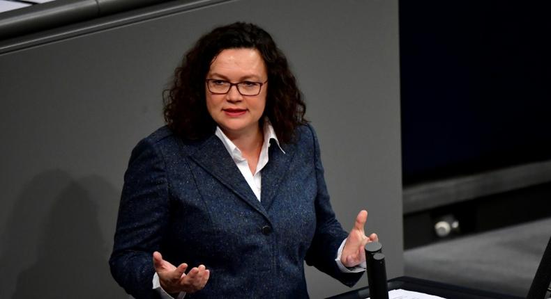 With the SPD polling below 20 percent, party chief Andrea Nahles has faced pressure from within party ranks